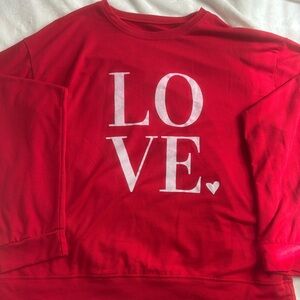SHEIN Red Crew Neck Sweater with Love Print